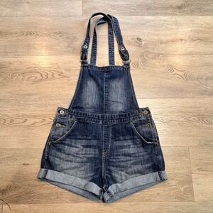 Denizen Levi's Denim Overalls Shorts Dark Wash Adjustable Straps Small Shortalls
